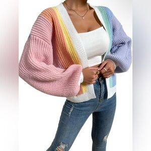 Salanta Open Front Multi Color Women’s Cardigan Size Large